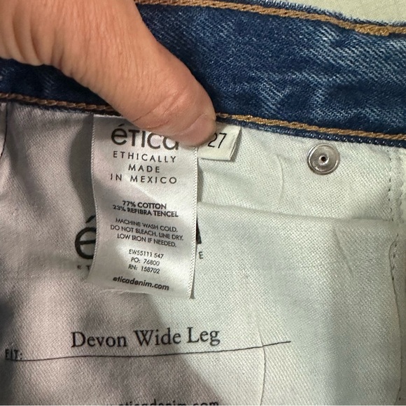 NWT ETICA Devon Wide Leg in Everglades Size 27 Destroyed - Picture 10 of 10